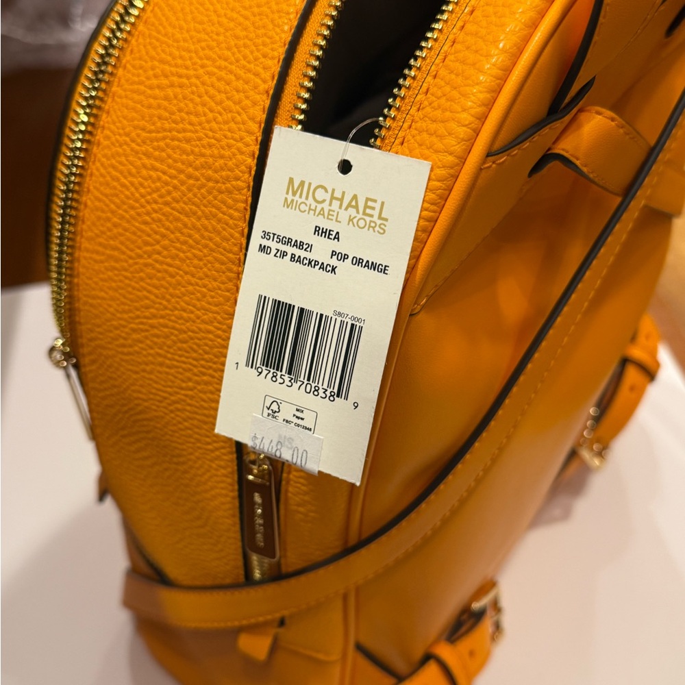 Michael Kors RHEA EMBELLISHED Vibrant Orange Backpack - Picture 9 of 14